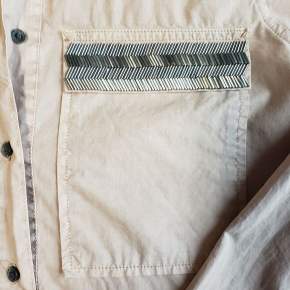 J crew Beaded chevron popover shirt in taupe - Picture 4 of 8